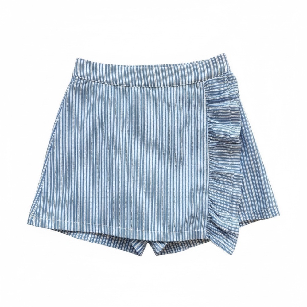Mayoral Girls Blue Striped Ruffle Skort Shorts Size 6 116cm